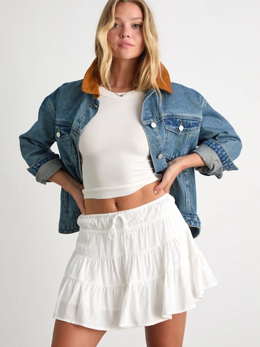 Lulu's White Tiered Mini Skirt